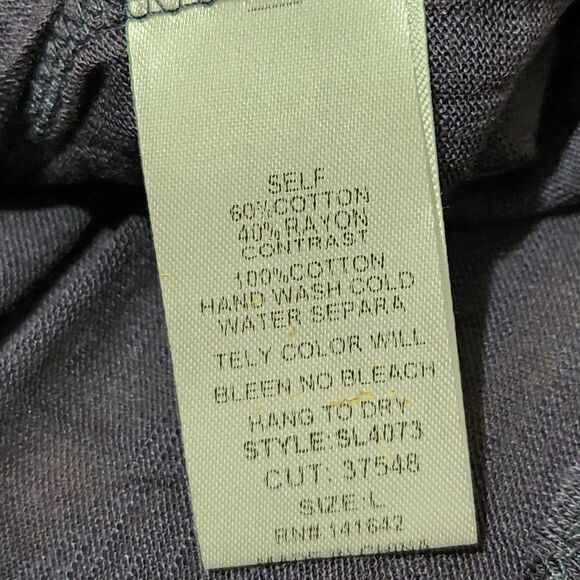 She Sky top Size Large Dark Blue Sheer Lightweight Relax Fit Front Buttons - Picture 9 of 10